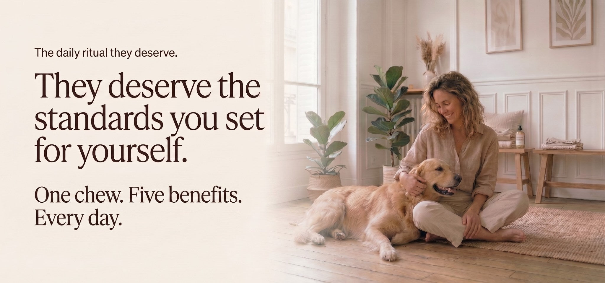 Woman with dog - Dog is Human daily multivitamin1621243260e1af0c20-0